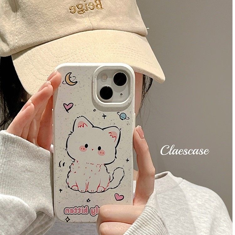 乖巧白猫适用iPhone14promax/15手机壳13女12华为/小米/oppo/vivo