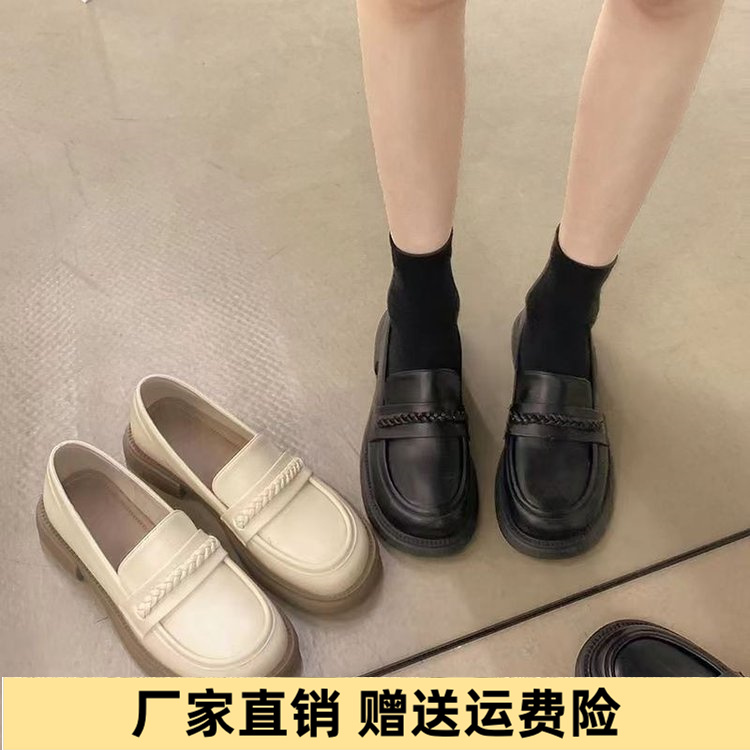 鞋子女春夏季英伦风乐福小皮鞋平底复古2023新款爆款单鞋百搭小众
