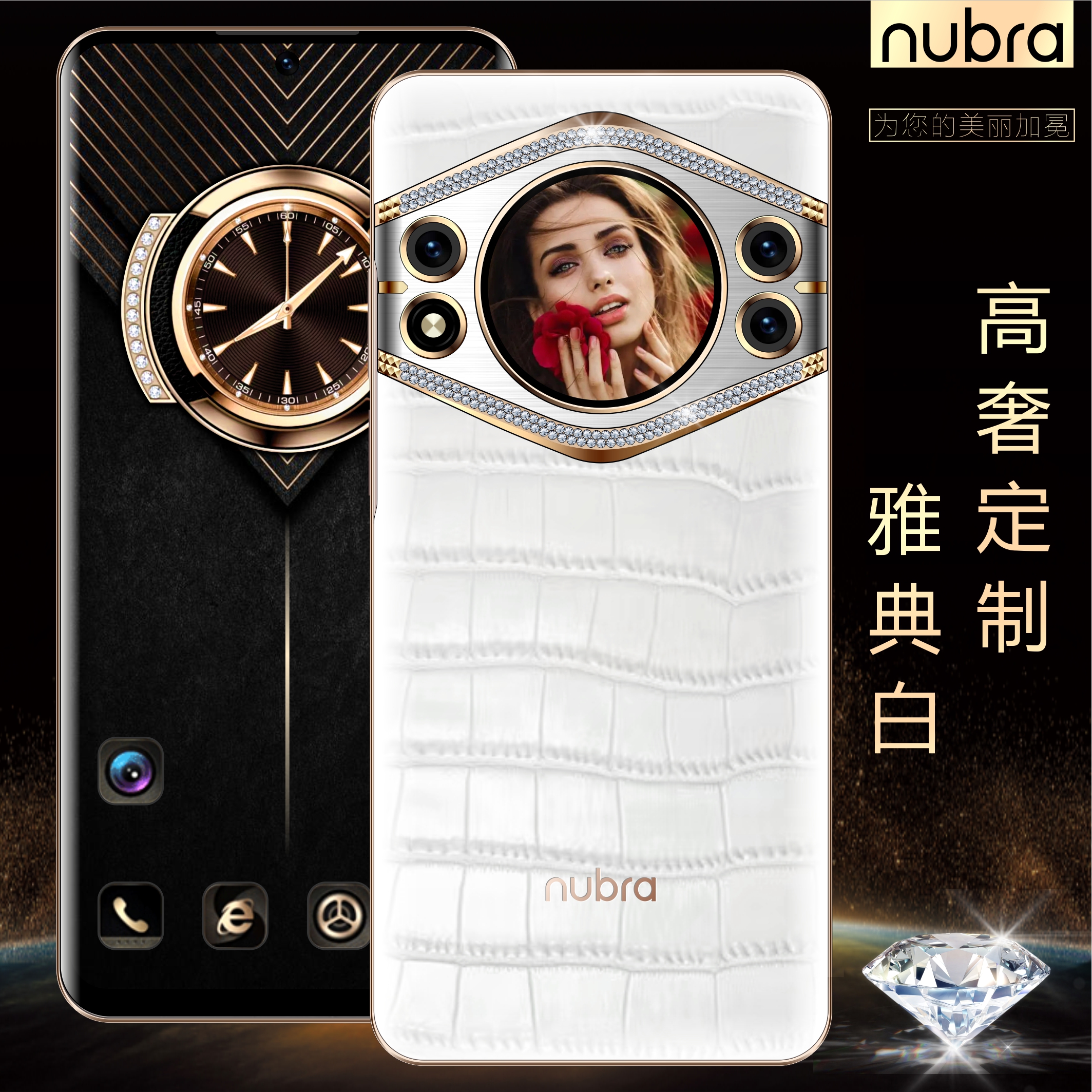 nubra/努布拉2023新款 V999 至尊版轻奢商务智能双屏手机