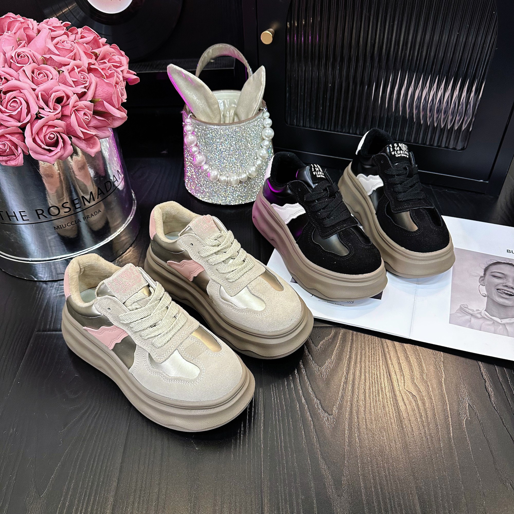 冬季新款防水厚底圆头潮鞋时尚女士百搭潮流休闲鞋 X 检 6626