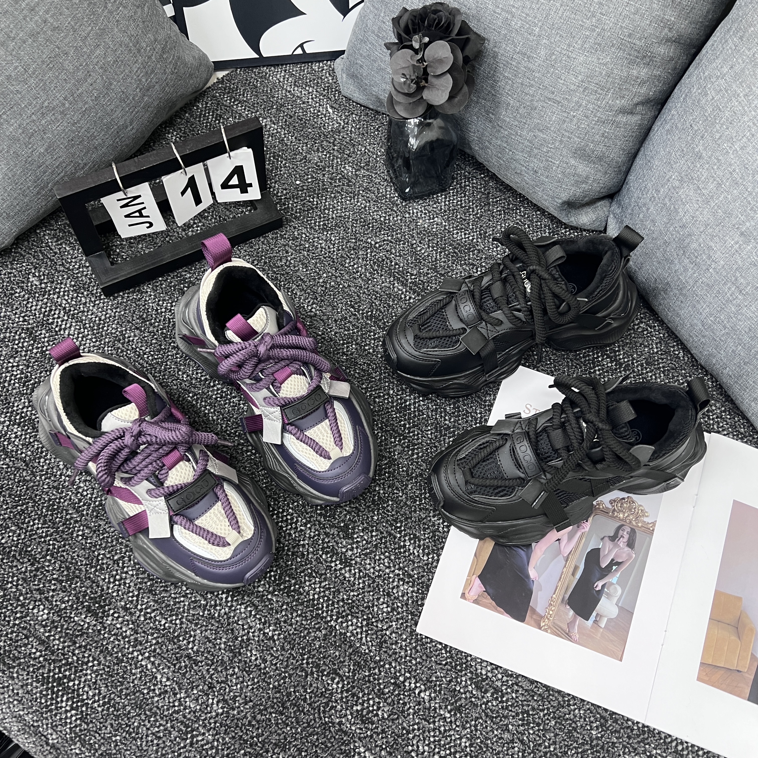 冬季网红新款潮流系带透气时尚网面厚底百搭老爹鞋 X 检 88885