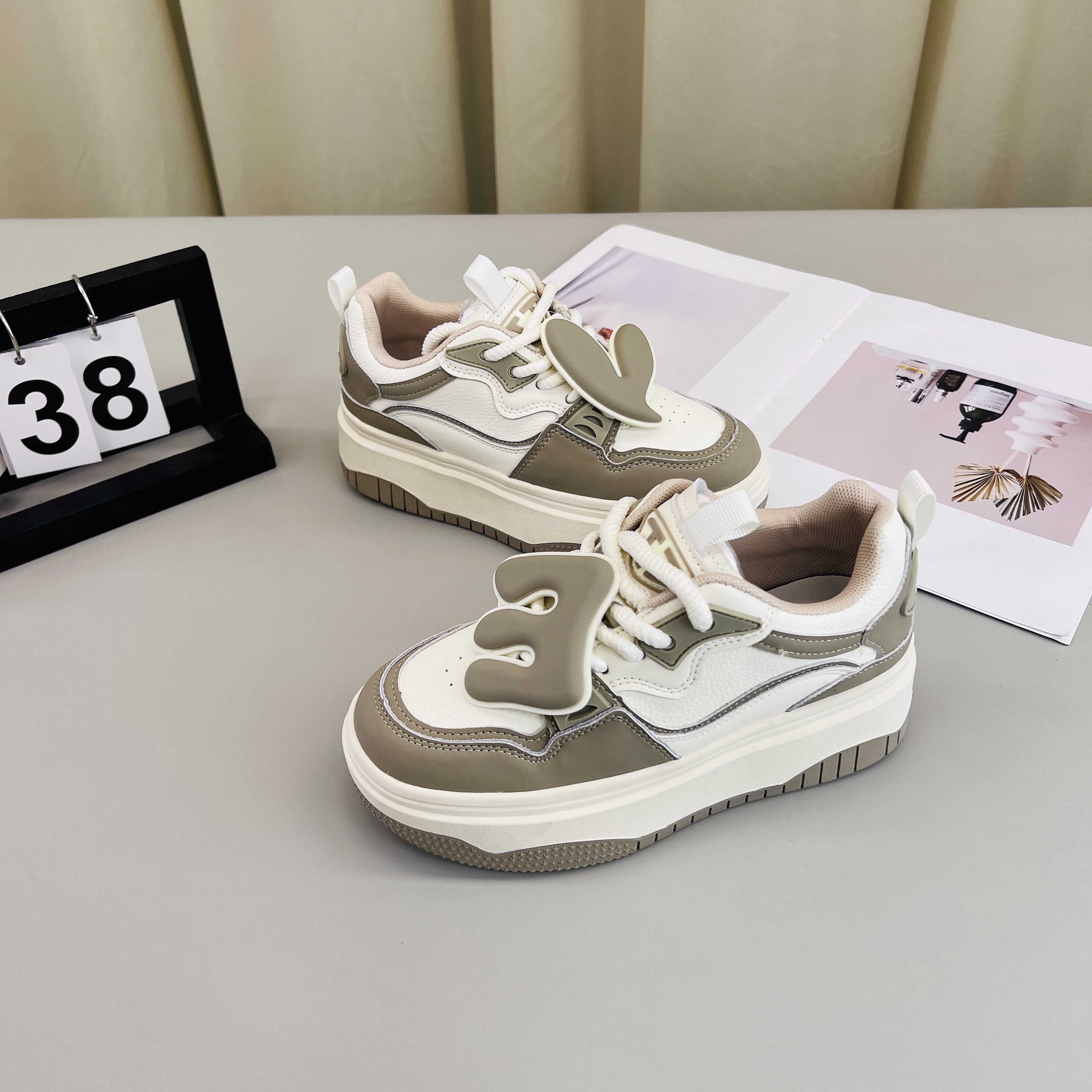 春季新款系带小白鞋板鞋防水厚底百搭简约休闲女鞋 X 检  3216