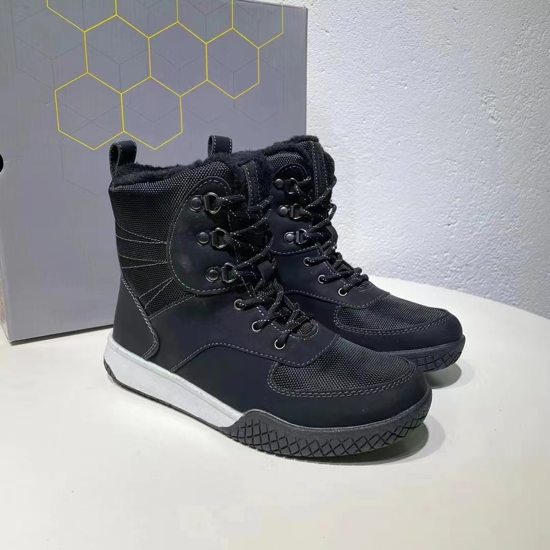 【冬季新品】加绒加厚男款时尚高帮户外休闲鞋黑色马丁靴 khom