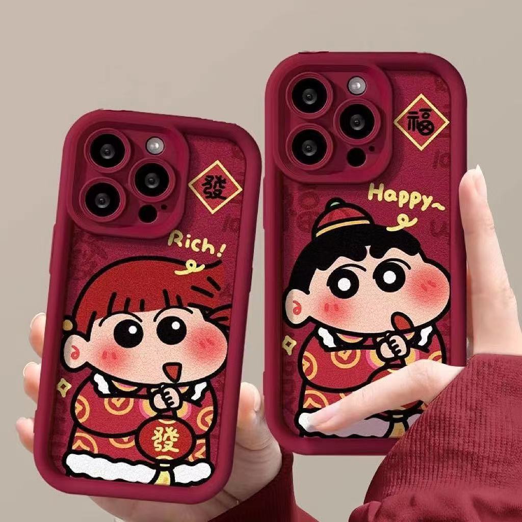 新年款苹果15Promax/14/13硅胶iPhone12Pro福气小新11手机壳全包X