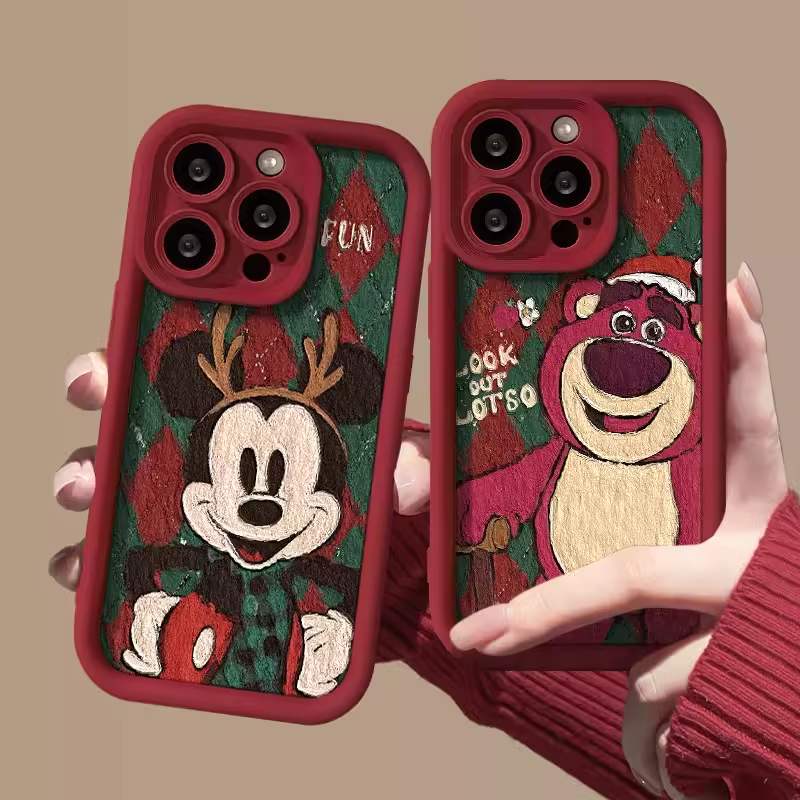 梅花鹿米奇苹果15Pro趣味14promax防摔13/12手机壳iPhone11全包XR