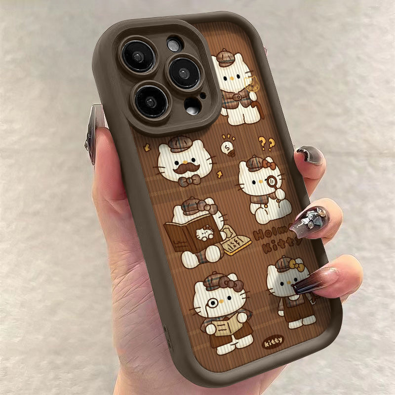 新款格子凯蒂猫iPhone15苹果14/13promax/12高级11Pro手机壳硅胶X