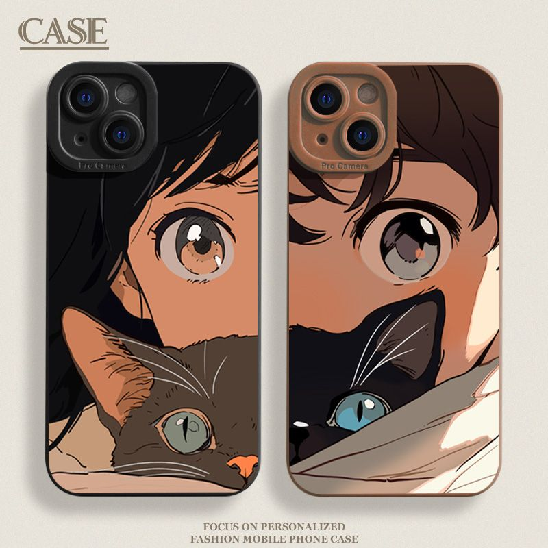 苹果15Pro/14promax/13/12猫咪少女iPhone11情侣款硅胶手机壳动漫