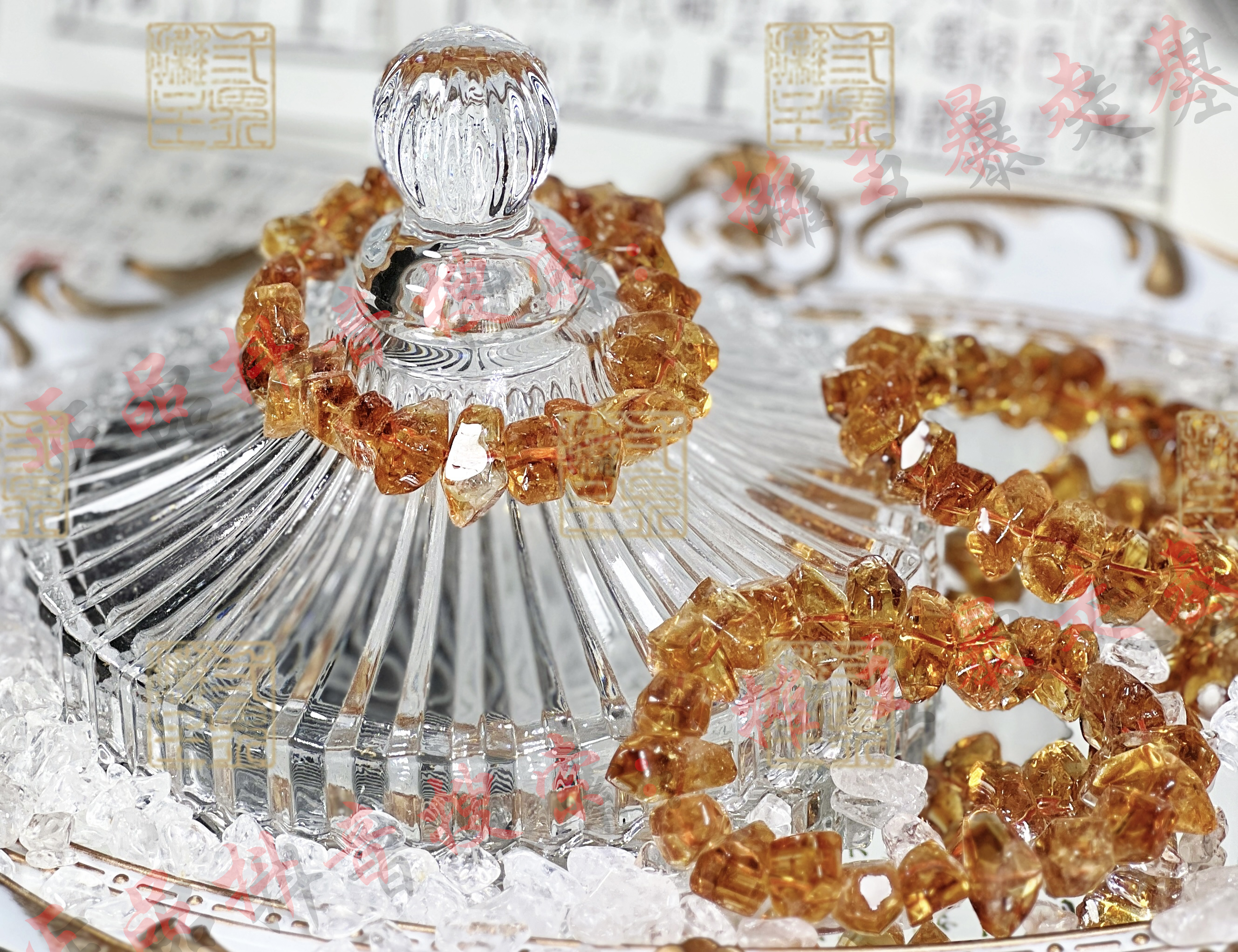 【摊主出品】桃桃制作加持加赤版本天然塔晶黄水晶手串车载挂件