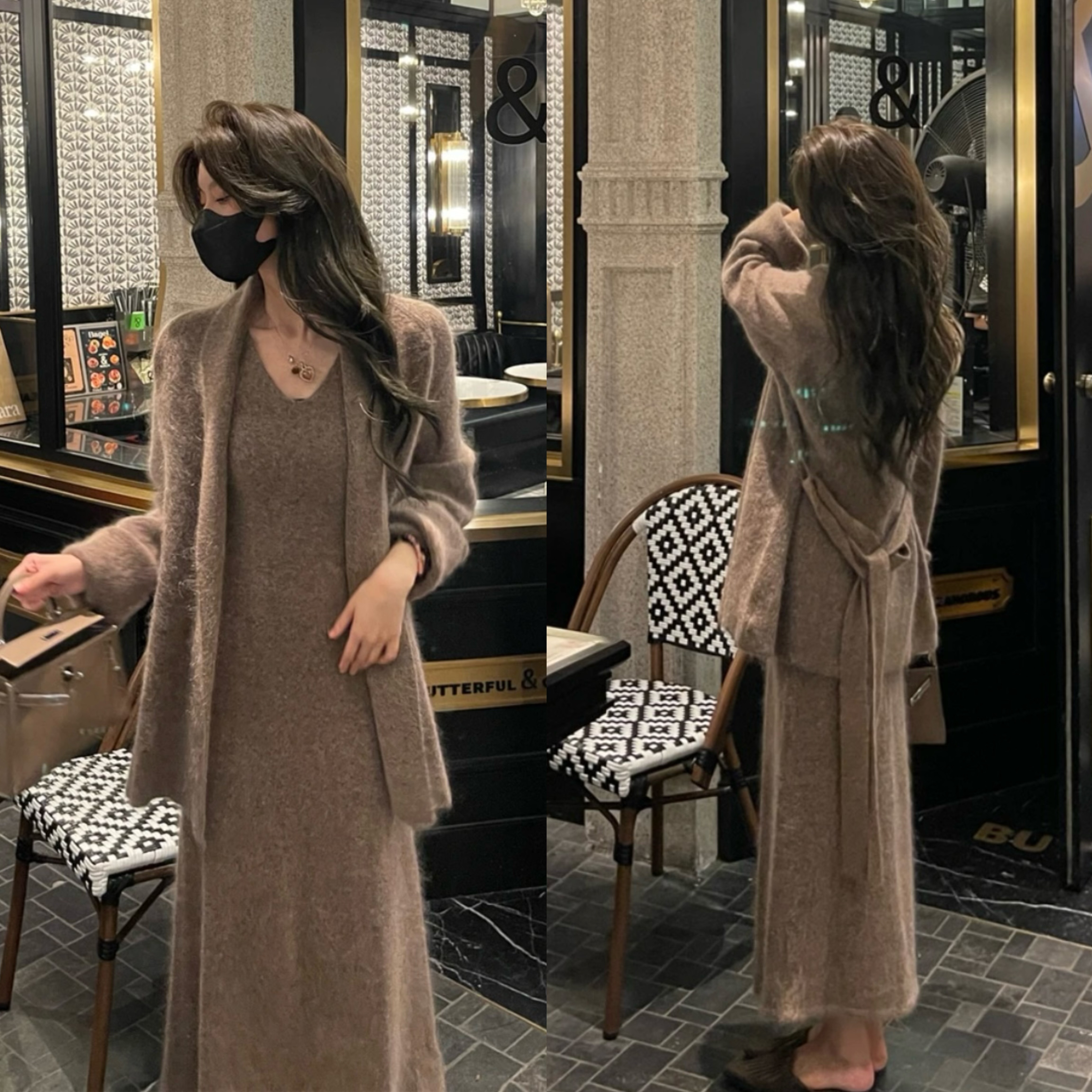 【昕昕家】2023孕妇装秋季新款宽松慵懒风长款外套连衣裙两件套女