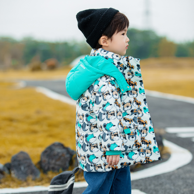 米奇-9儿童羽绒服2023新款韩版洋气男童中长款中小童宝宝加厚外套