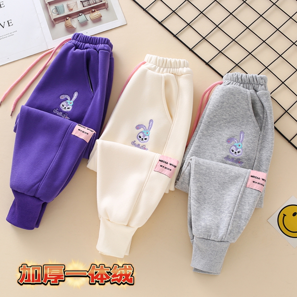 女童裤子秋冬款儿童休闲加绒加厚运动裤中大童冬季卫裤女孩束脚裤
