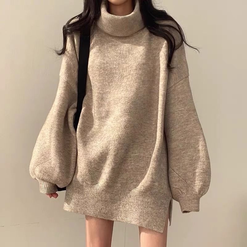 衣女内搭2024新款秋冬装日系慵懒风宽松打底半高领针织