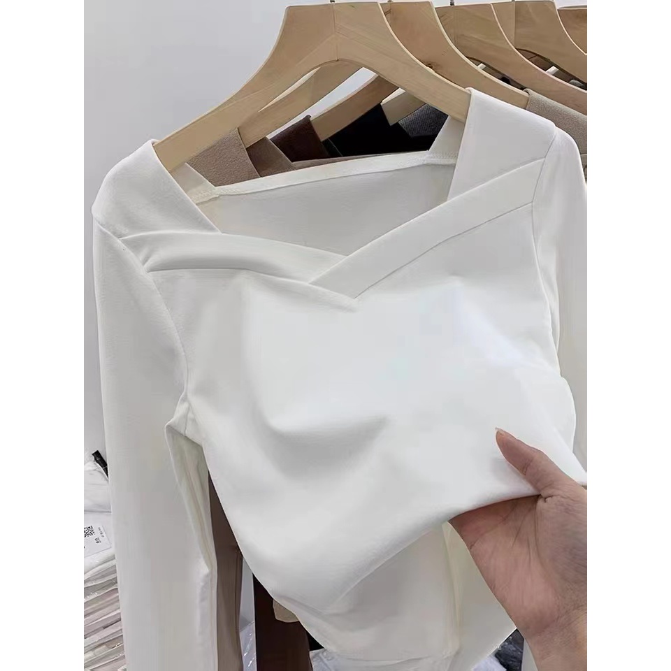 双面德绒打底衫女方领修身内搭长袖上衣