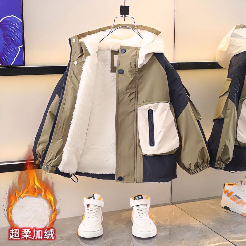 男童外套秋冬款冲锋衣儿童冬装派克服男孩上衣宝宝冬季加绒童装潮