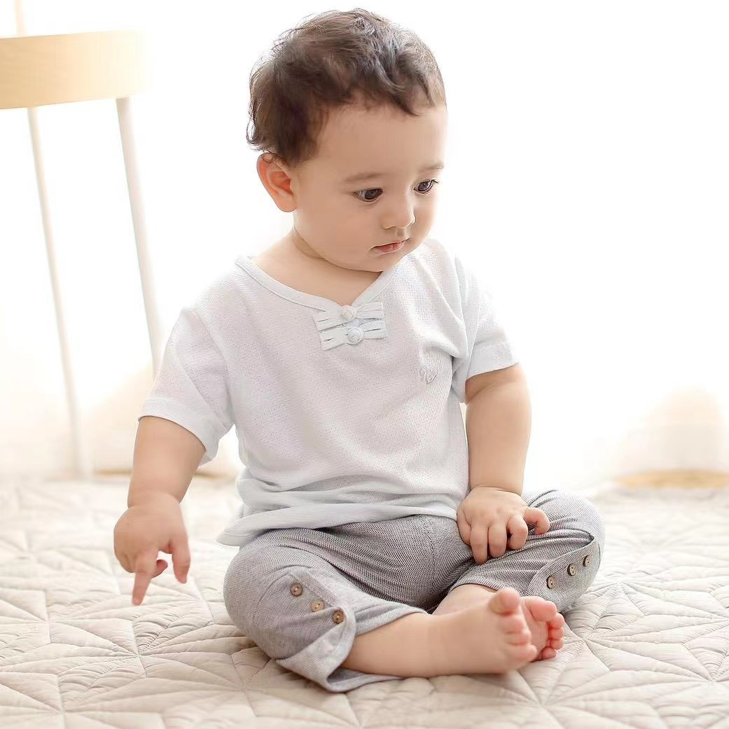 【1196-短袖pp套装-气球企鹅】童装婴儿装 儿童家居服