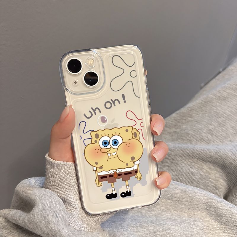 海绵宝宝透明防摔卡通手机壳苹果手机可爱全包趣味彩绘创意搞怪