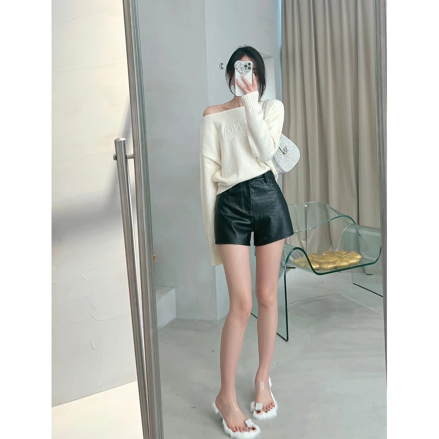 FORNI  Easychic百搭斜肩氛围感立体刺绣女装