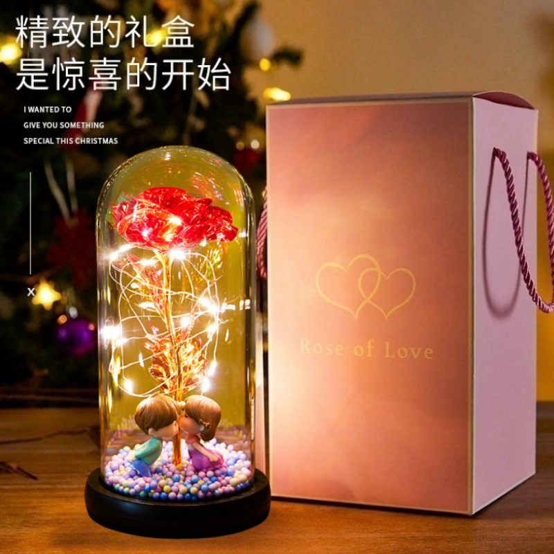 38妇女节情人节七夕高档氛围灯玫瑰花摆件送妈妈女友老婆生日礼物