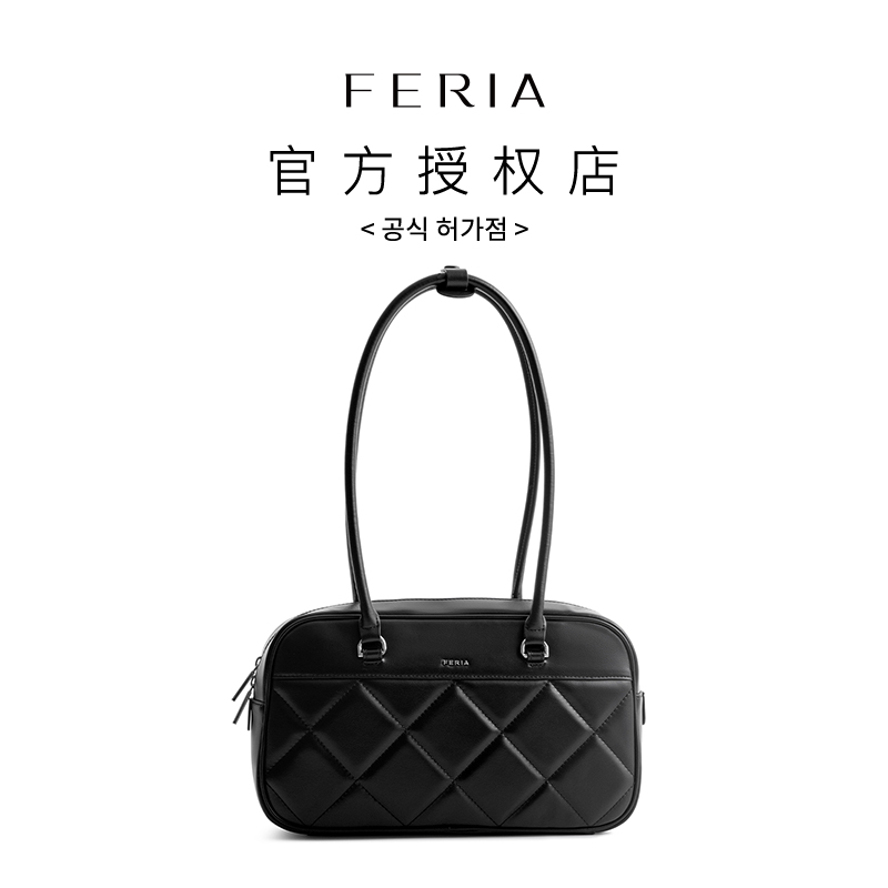 FERIA【菱格波士顿包】FE308B195韩国小众品牌经典复古设计优雅包ZL