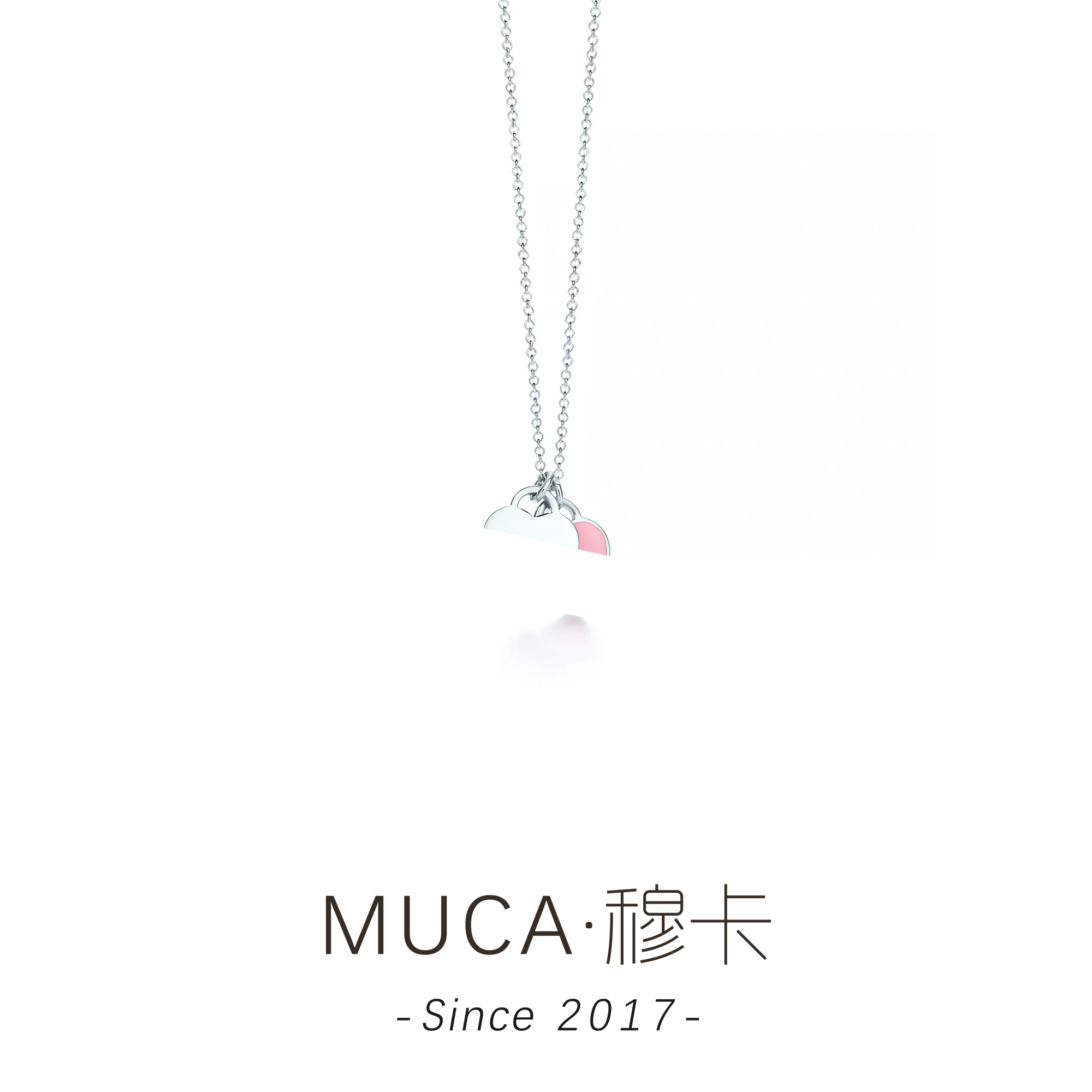 铜合金项链 粉双心项链女款轻奢简约个性项链X833