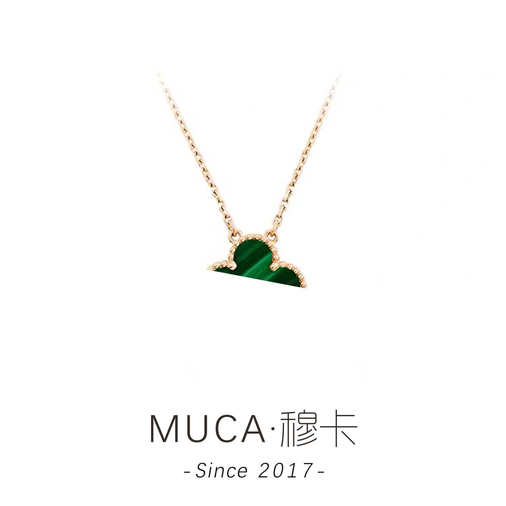 坠链均925银玻璃 绿花项链日常百搭简约气质坠链X778