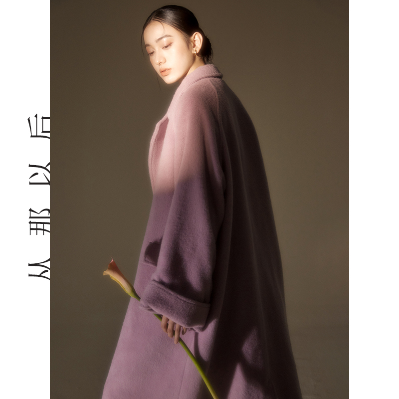 SINCE THEN【中古香氛】赫本风紫色高级感百搭双外套中长款冬季大衣