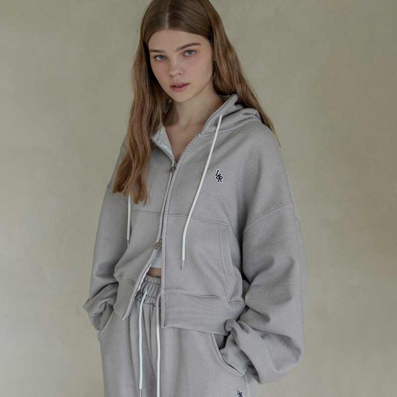 2023秋冬新款拉链外套短款高腰运动连帽刺绣卫衣LR-101