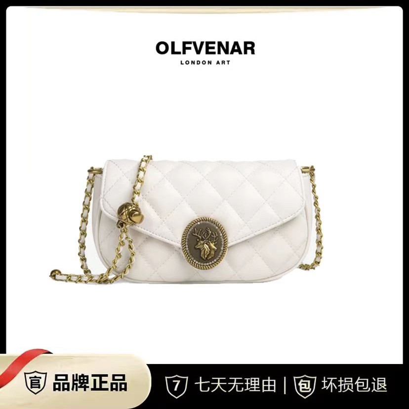 OLFVENAR新款轻奢时尚小香风绣线菱格斜挎包百搭单肩潮流经典肩包