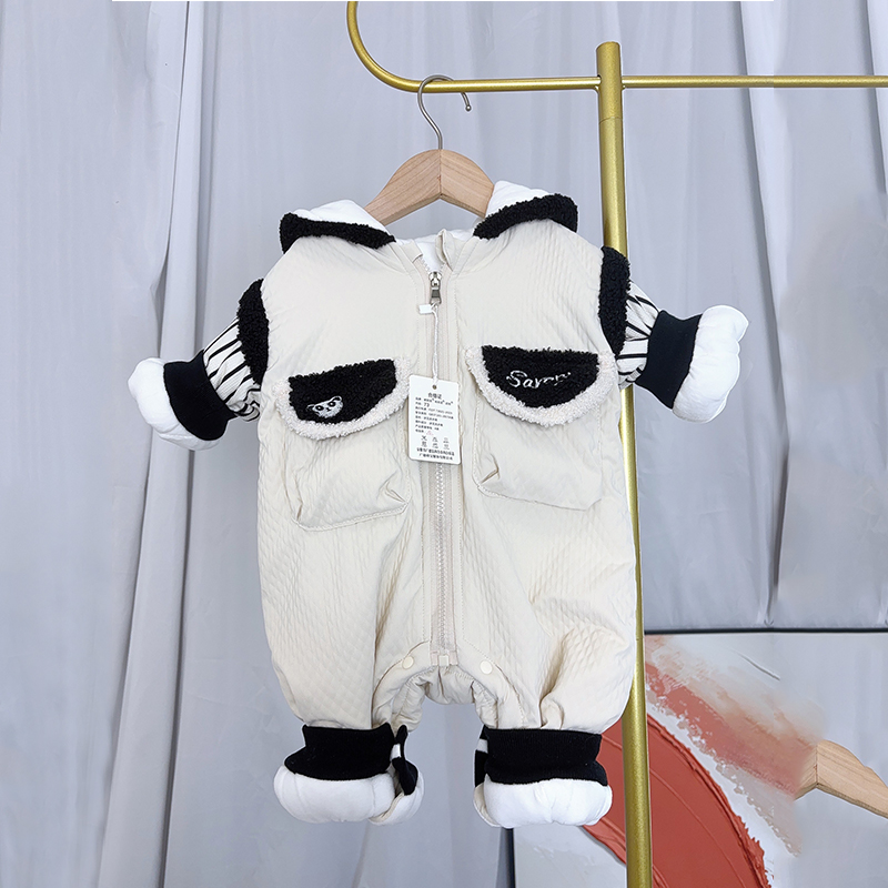婴儿冬季连体衣男女宝宝衣服加厚保暖外出抱衣3-12月冬装棉服外套