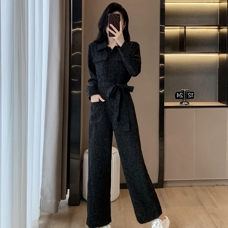 秋季连体裤女2023新款小香风气质名媛高端连衣阔腿裤子套装女秋冬