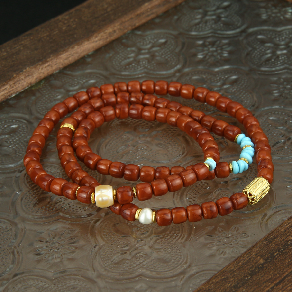 【香掌柜双十二】牛血红配珍珠多圈手串（多样性发货，发一件）