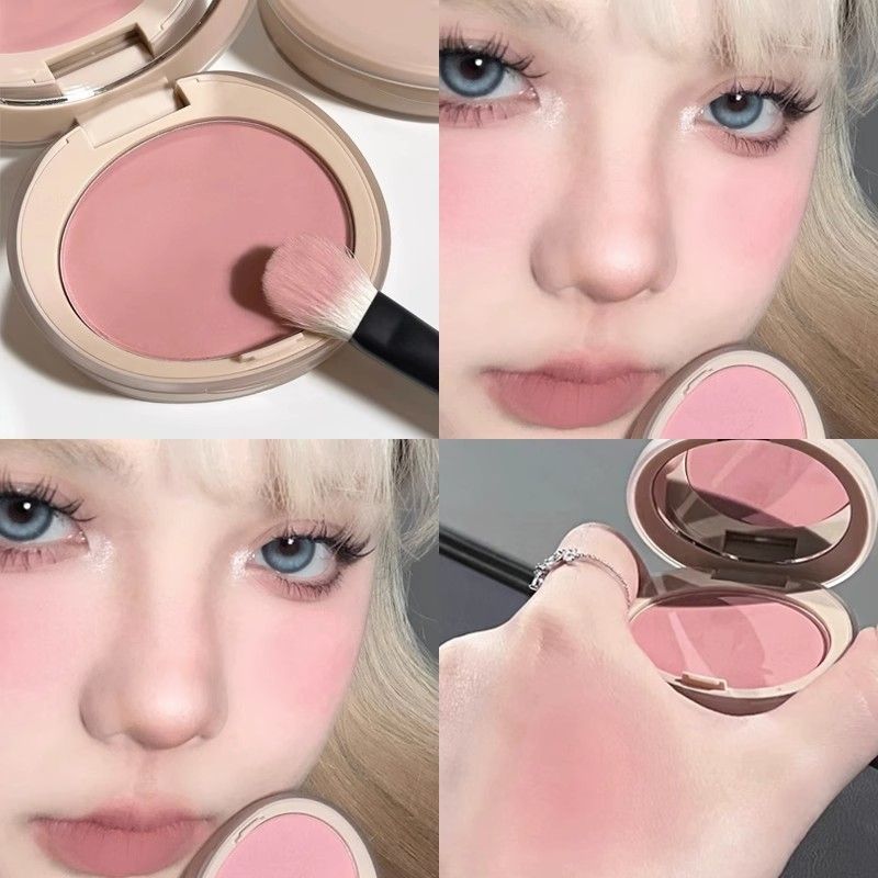 冷调干枯玫瑰腮红盘晒红女收缩色膨胀色收敛奶杏色纯欲腮紫学生党