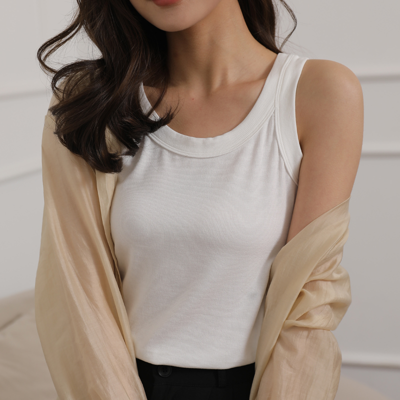 网红款螺纹棉百搭吊带背心女内搭无袖打底衫防走光遮副乳修身上衣