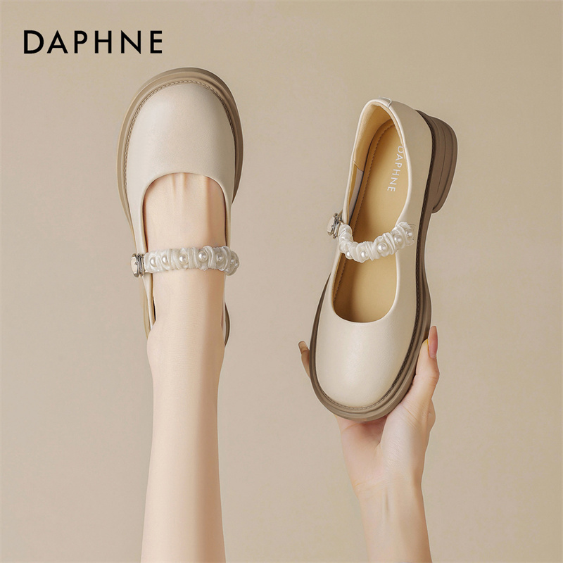 达芙妮玛丽珍小皮鞋2024新款夏季浅口单鞋小香风软底女鞋百搭厚底