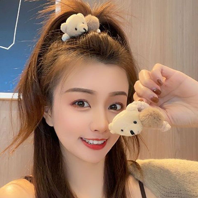 秋冬可爱发夹发饰 可爱小熊抓夹少女心毛球发抓毛绒绒发卡盘发夹