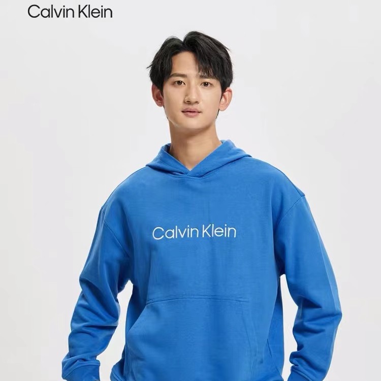 CK CALVIN KLEIN正品 双色胸前白色字母连帽卫衣休闲长袖印花M5