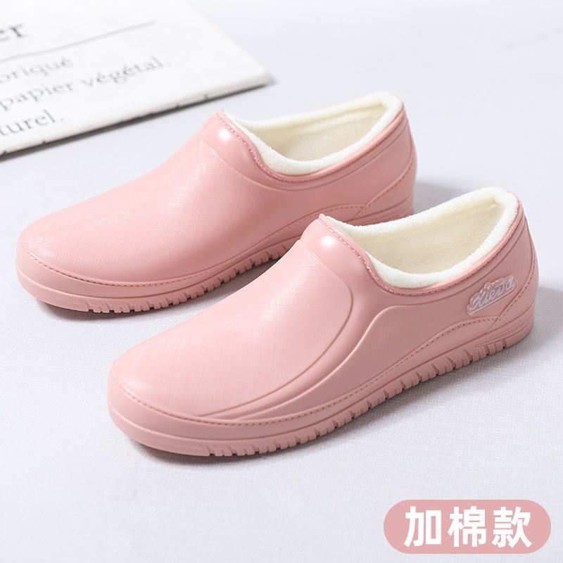 百丽纯爱时尚雨鞋女浅口保暖加绒防滑防水软底轻便劳保春秋鞋耐磨
