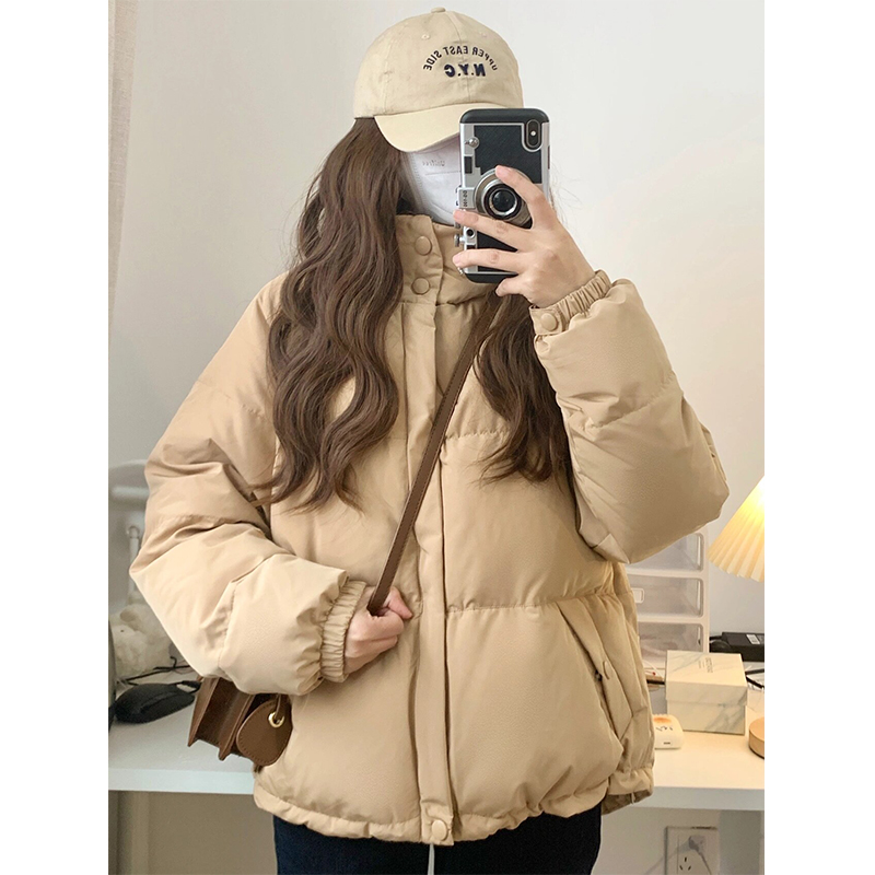 设计感小众时尚休闲百搭纯色棉衣棉服显瘦保暖短款宽松面包棉服女