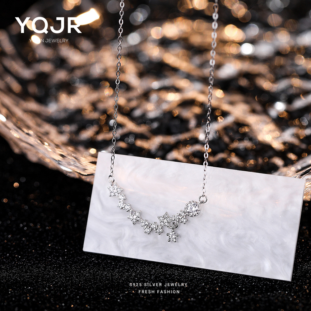 YQJR 链子925银 星辰满钻小众锆石星星项链超仙锁骨链闺蜜饰品