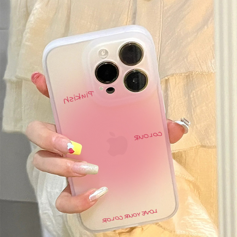 PINK粉亲肤壳适用苹果15手机壳iphone13/14promax防摔12/11软少女