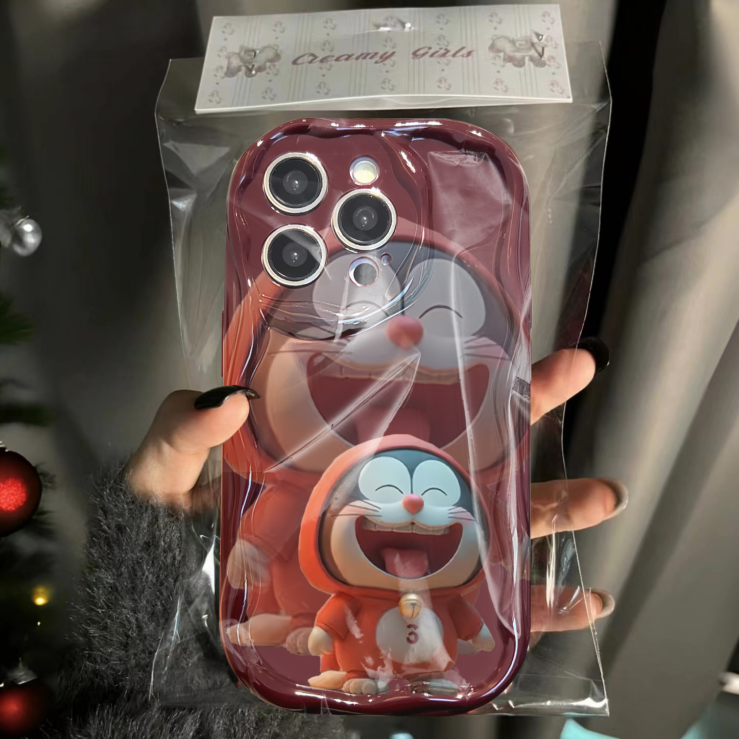 卡通叮当酒红适用苹果15/14promax手机壳13华为/vivo/小米/oppo软