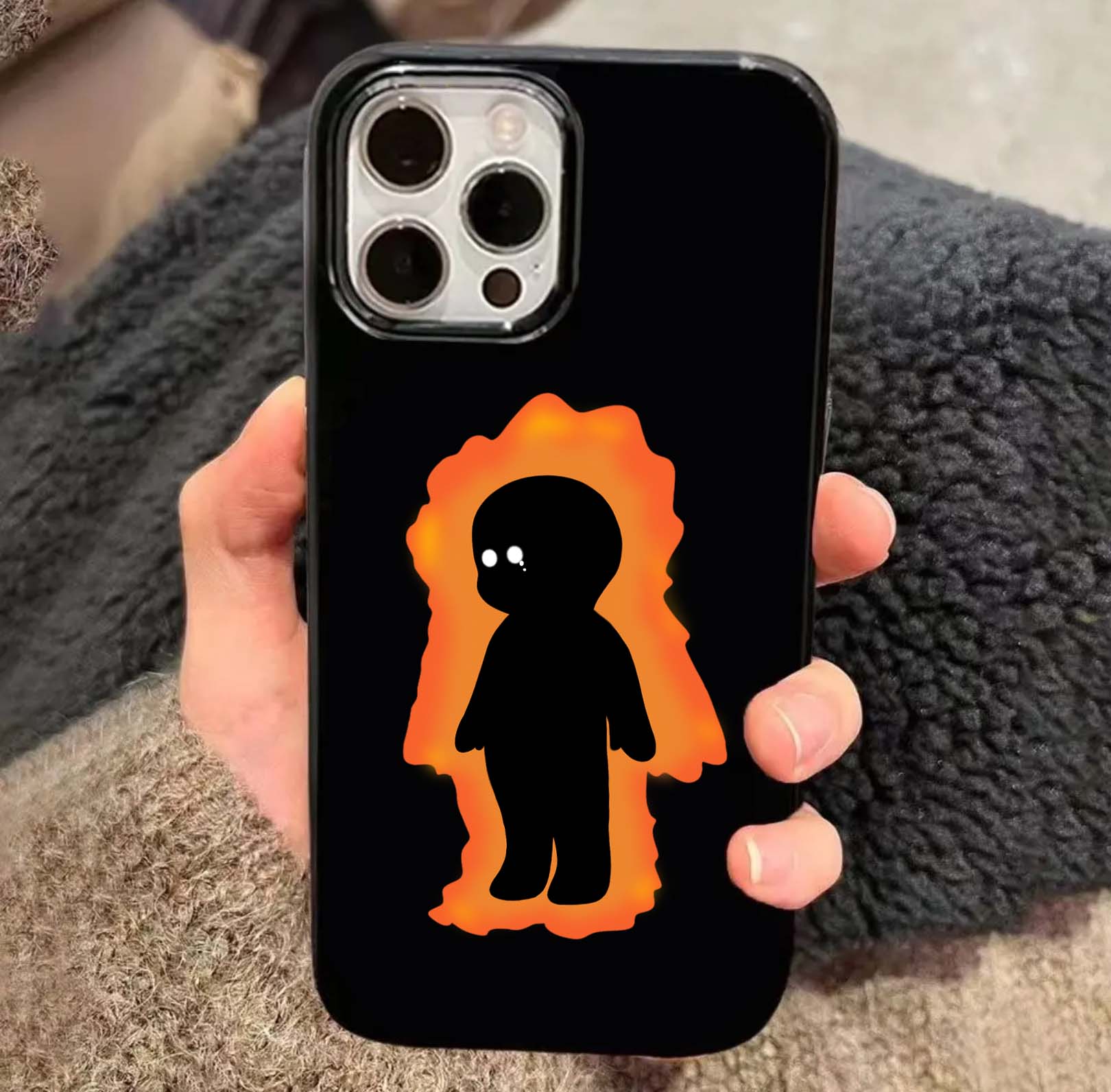 橙色小火人适用苹果15手机壳iPhone13/14promax新款12全包11防摔