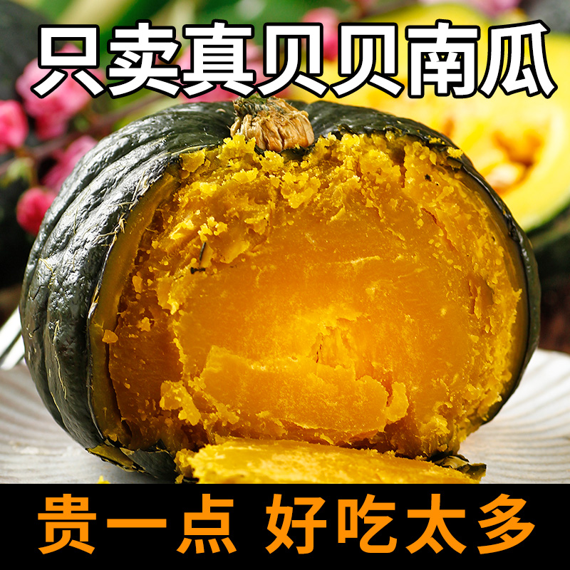 ①山东正宗贝贝南瓜粉糯香甜板栗味现摘现发迷你小南瓜4.5-5斤好吃