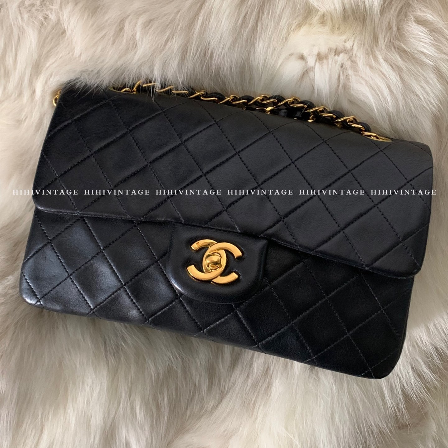 95新 Chanel/香奈儿 HIHI/中古黑金小号CF 单肩包