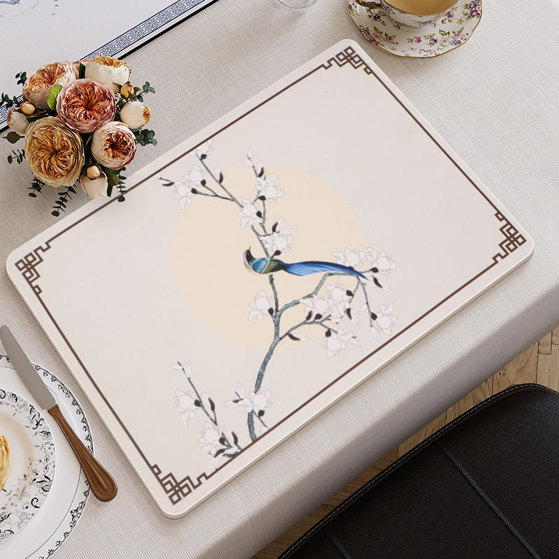 新中式办公桌垫中国风防水鼠标垫古风禅意茶垫环保印花皮革餐垫子