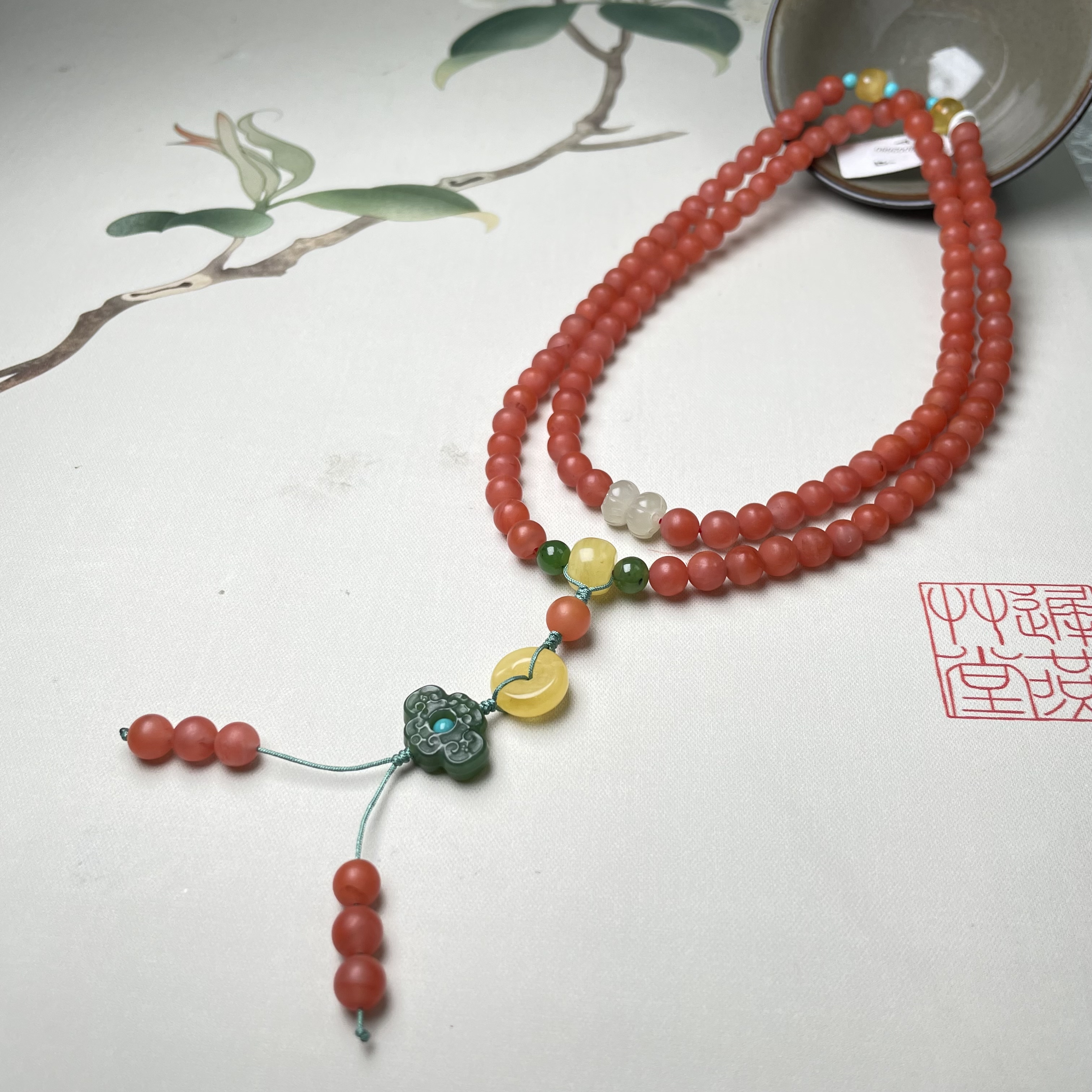 玉美人菲菲/36044-南红四圈手串6mm+