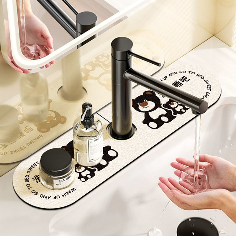 厨房水龙头垫厕所浴室水池垫子卫生间防溅水台面垫皮革吸水垫家用