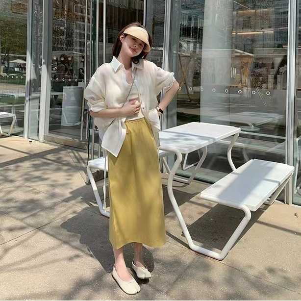 LISA.LISA 门店479~有氧呼吸凉感忝丝衬衣宽松防晒空调衬衫L43180