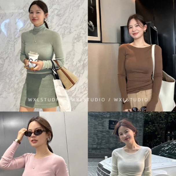 WXLSTUDIO 10/18 120S德国扬子纱_ 18针无缝一体 多色百搭打底衫