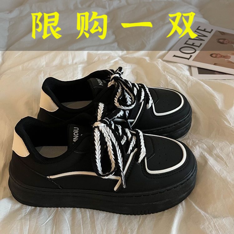 红蜻蜓牌小黑色鞋子女款2023夏季新款网红爆款百搭休闲鞋厚底增